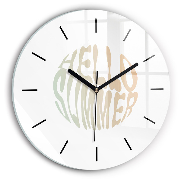 Round glass wall clock Hello Summer!