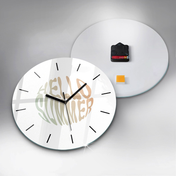 Round glass wall clock Hello Summer!