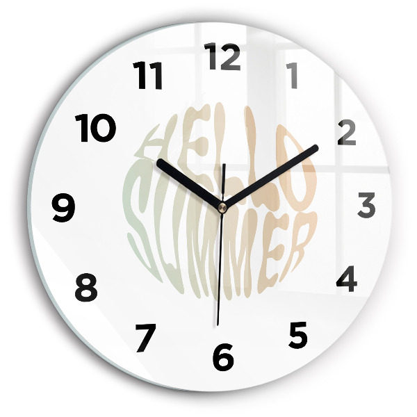 Round glass wall clock Hello Summer!