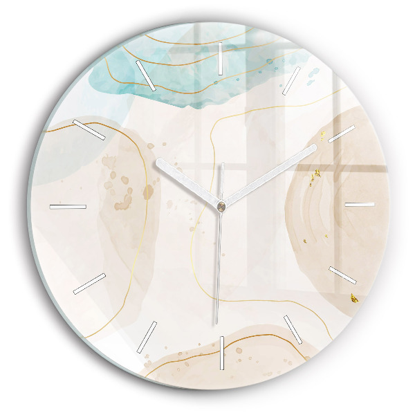 Round glass wall clock Watercolor stains