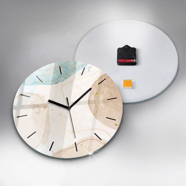 Round glass wall clock Watercolor stains