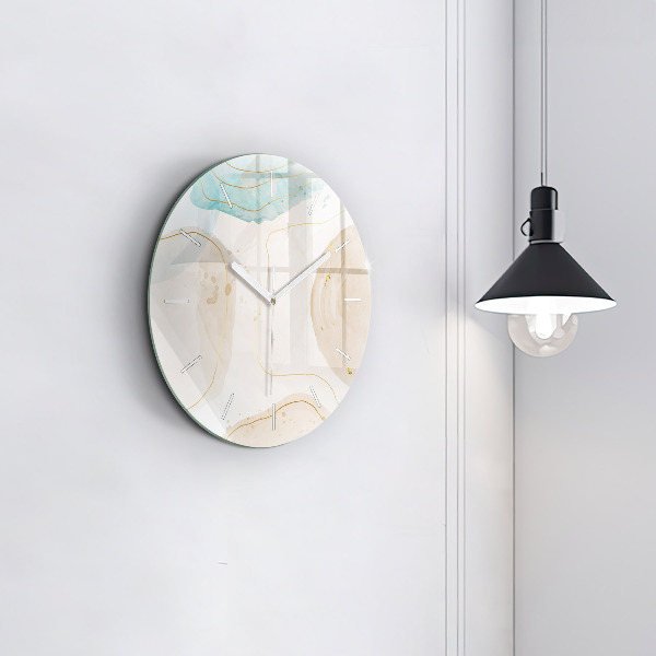Round glass wall clock Watercolor stains