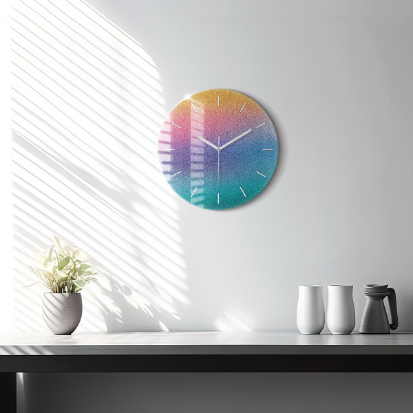 Round glass wall clock Gradient pattern