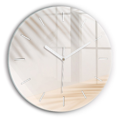 Round glass wall clock Creamy abstraction