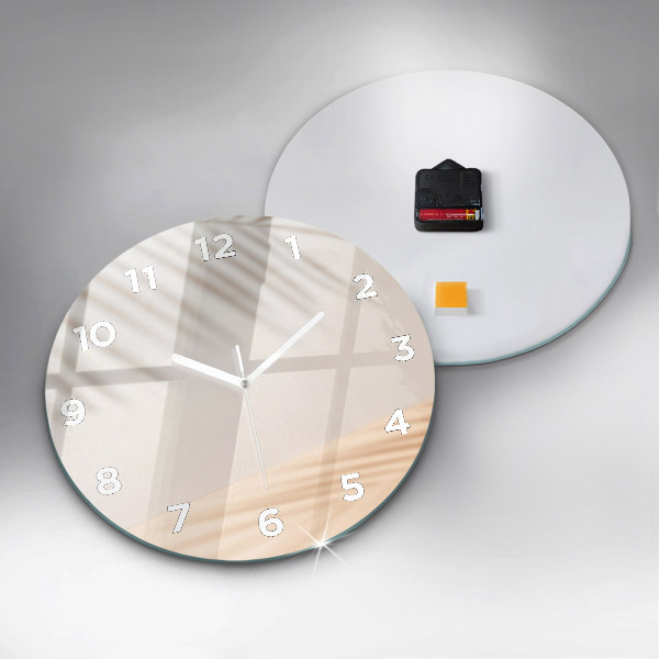 Round glass wall clock Creamy abstraction