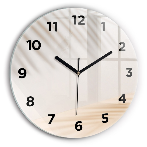 Round glass wall clock Creamy abstraction