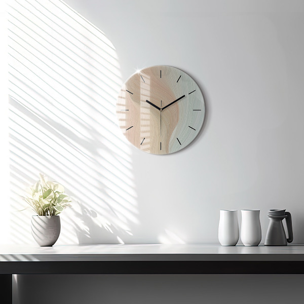 Round glass wall clock Wave abstraction