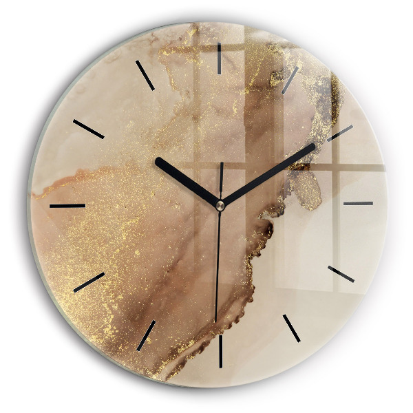 Round glass wall clock Beige modern art