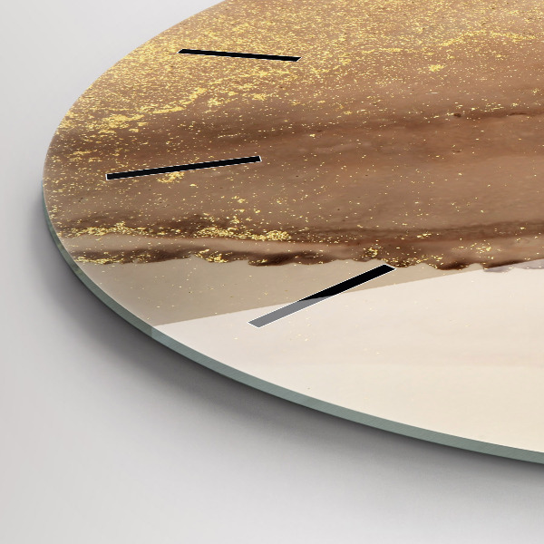 Round glass wall clock Beige modern art