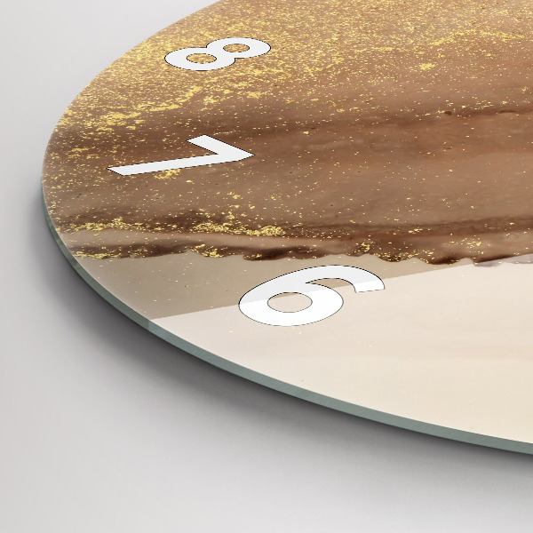 Round glass wall clock Beige modern art