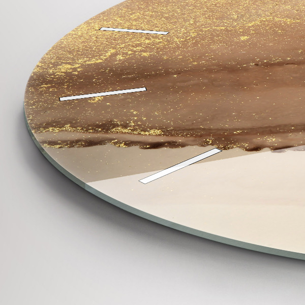 Round glass wall clock Beige modern art
