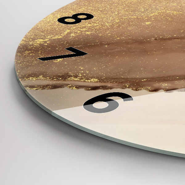 Round glass wall clock Beige modern art