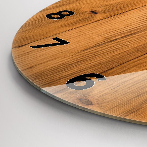 Round glass wall clock Wooden boards
