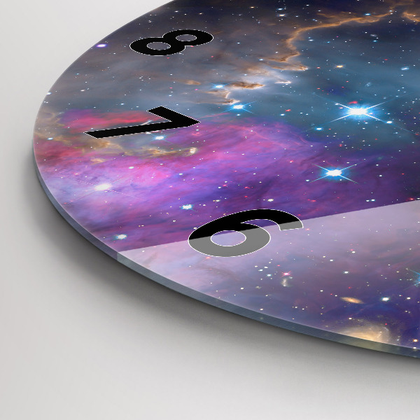 Round glass wall clock Galaxy and stars