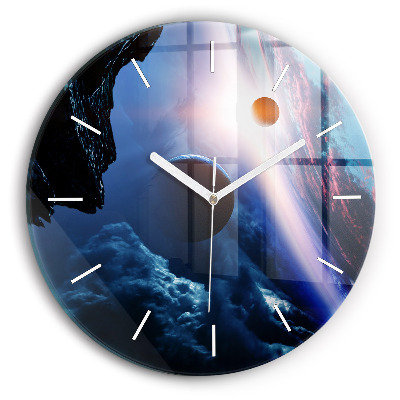 Round glass wall clock Great Galaxy