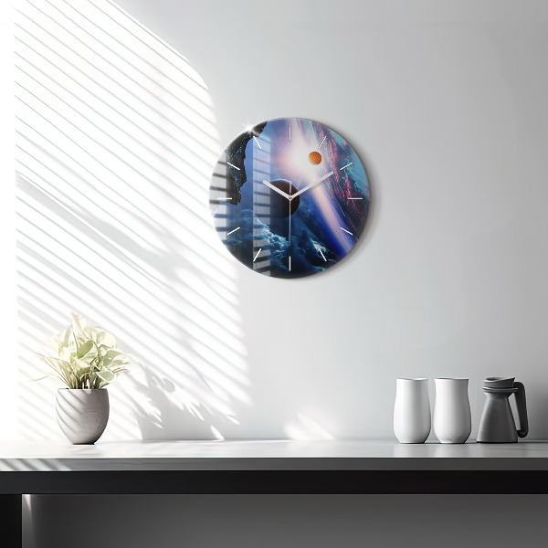 Round glass wall clock Great Galaxy