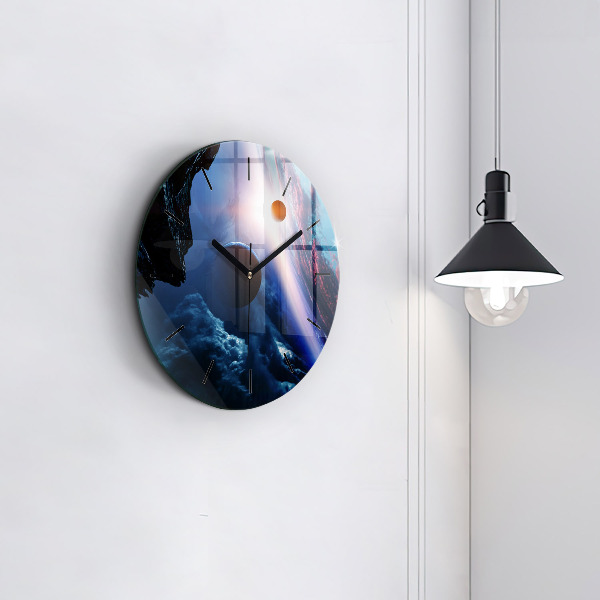Round glass wall clock Great Galaxy