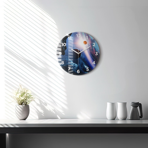 Round glass wall clock Great Galaxy