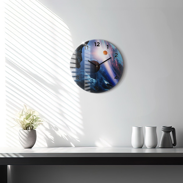 Round glass wall clock Great Galaxy