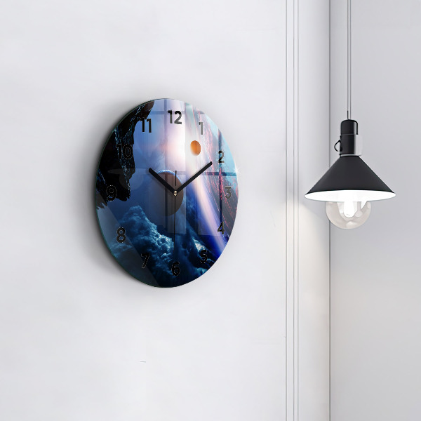 Round glass wall clock Great Galaxy