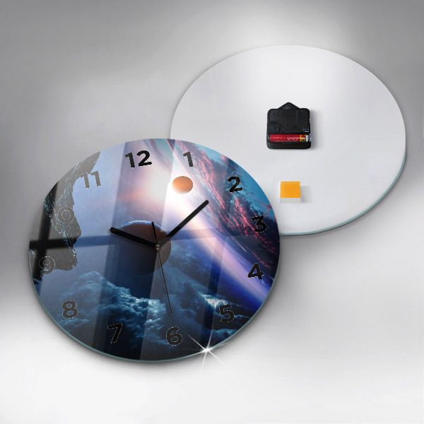 Round glass wall clock Great Galaxy