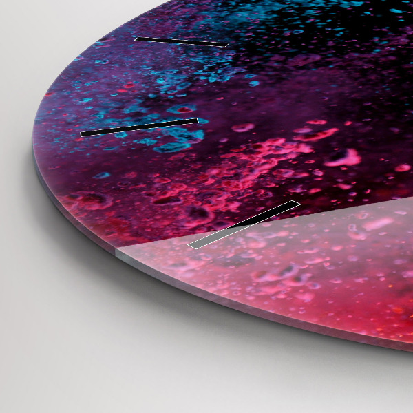 Round glass wall clock Explosion of colors