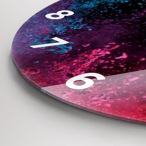 Round glass wall clock Explosion of colors