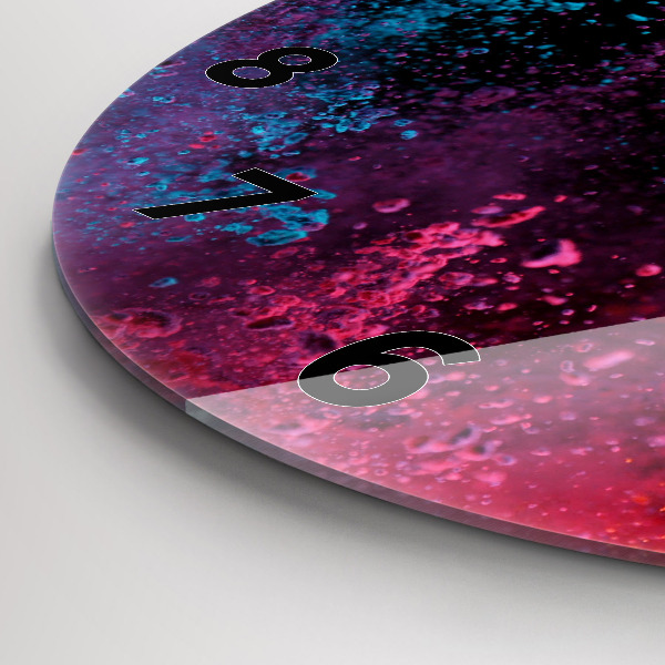 Round glass wall clock Explosion of colors