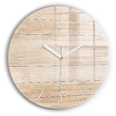 Round glass wall clock Wooden texture