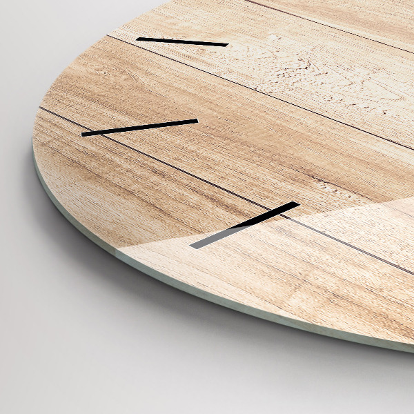 Round glass wall clock Wooden texture