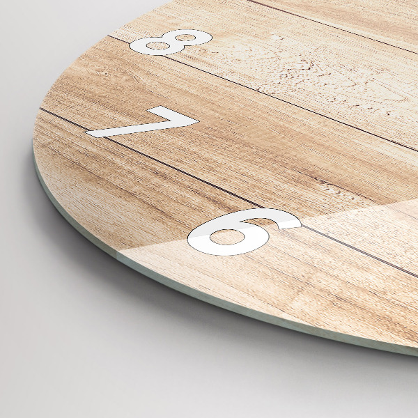 Round glass wall clock Wooden texture