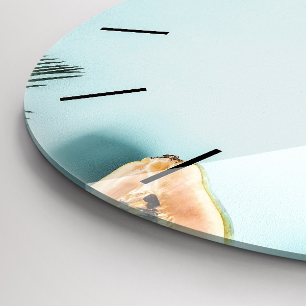 Round glass wall clock Summer composition