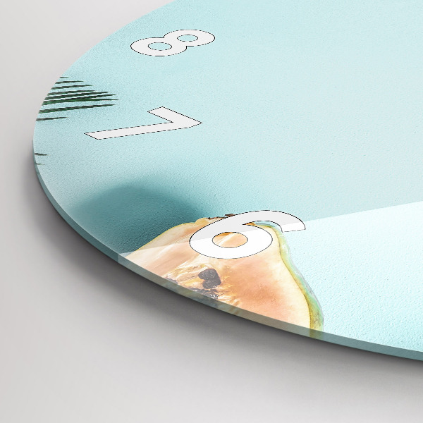 Round glass wall clock Summer composition