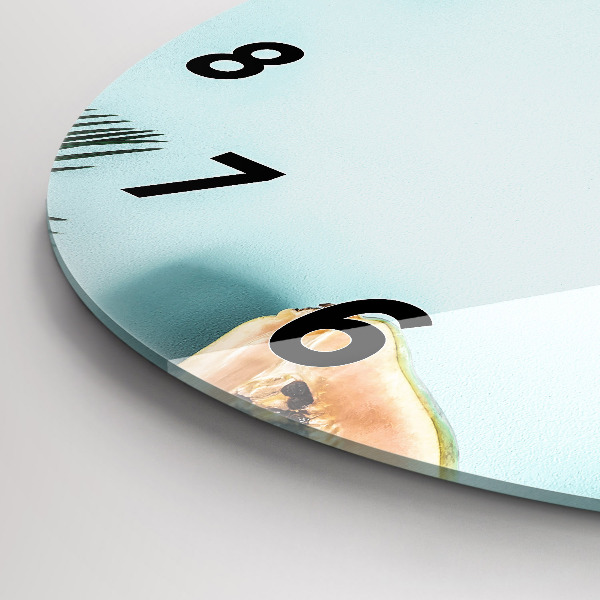 Round glass wall clock Summer composition