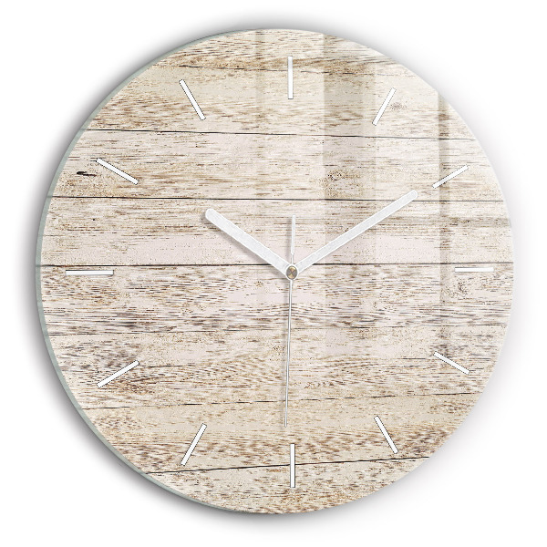 Round glass wall clock Wooden panels