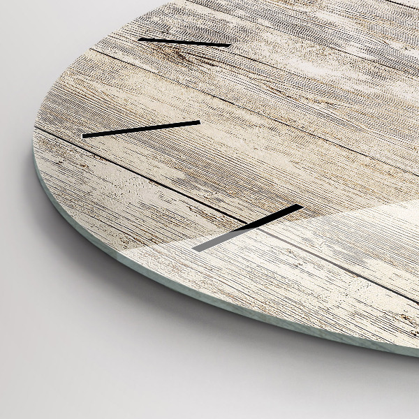 Round glass wall clock Wooden panels