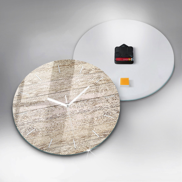 Round glass wall clock Wooden panels