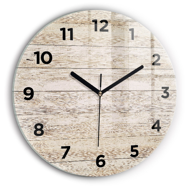 Round glass wall clock Wooden panels