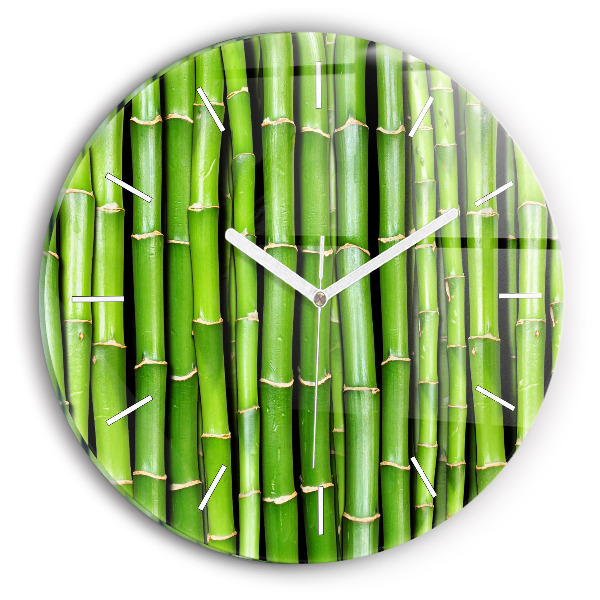 Round glass wall clock Asian Bamboo