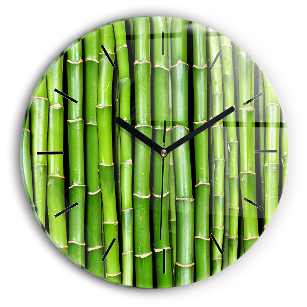Round glass wall clock Asian Bamboo
