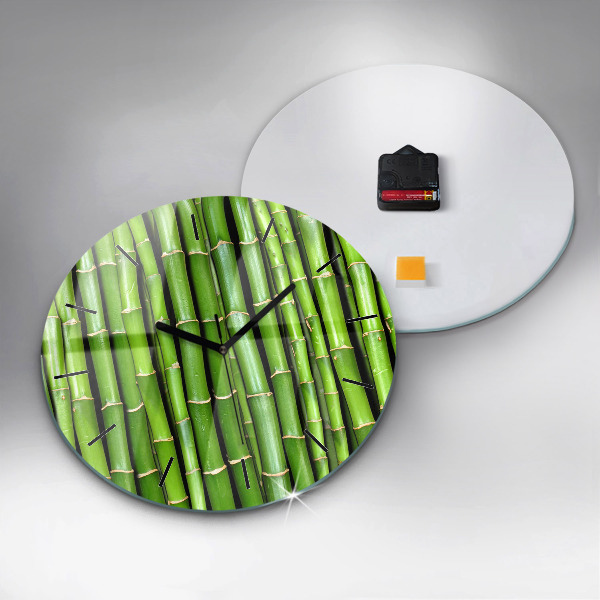 Round glass wall clock Asian Bamboo