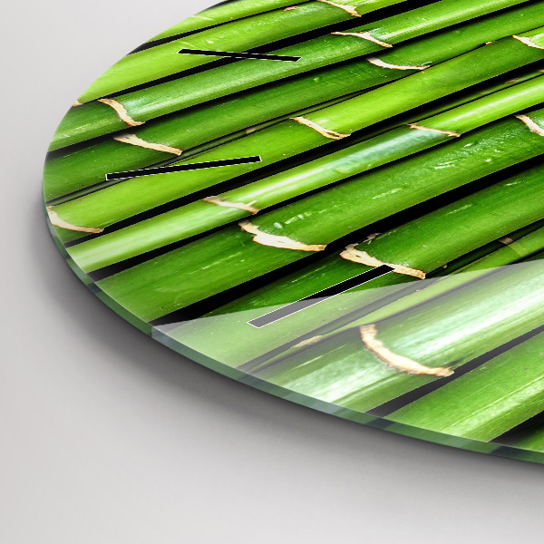 Round glass wall clock Asian Bamboo