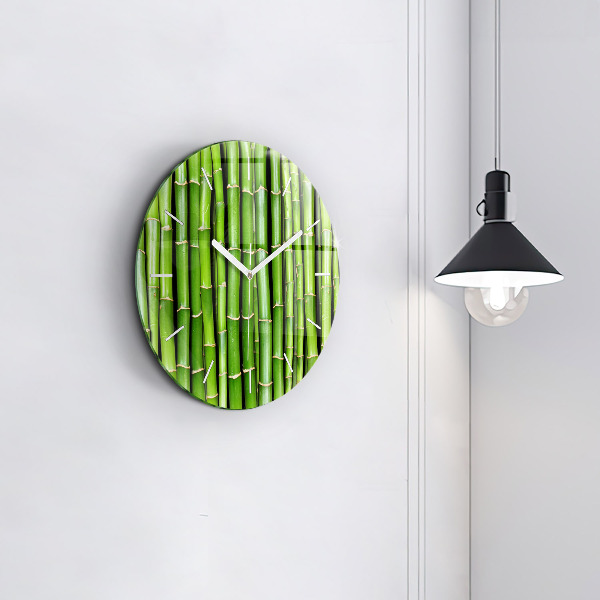 Round glass wall clock Asian Bamboo