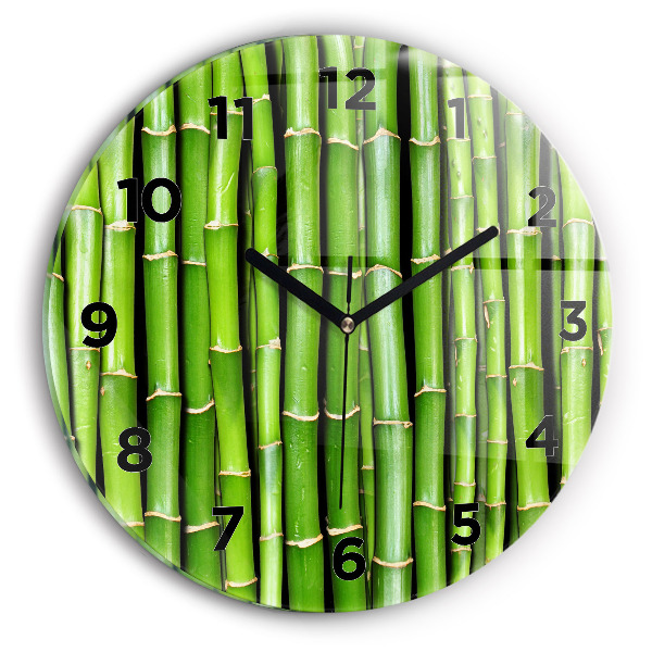 Round glass wall clock Asian Bamboo