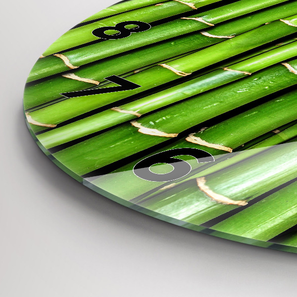 Round glass wall clock Asian Bamboo