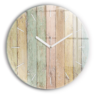Round glass wall clock Colorful boards