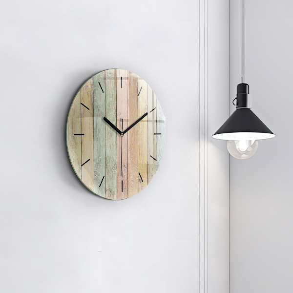 Round glass wall clock Colorful boards