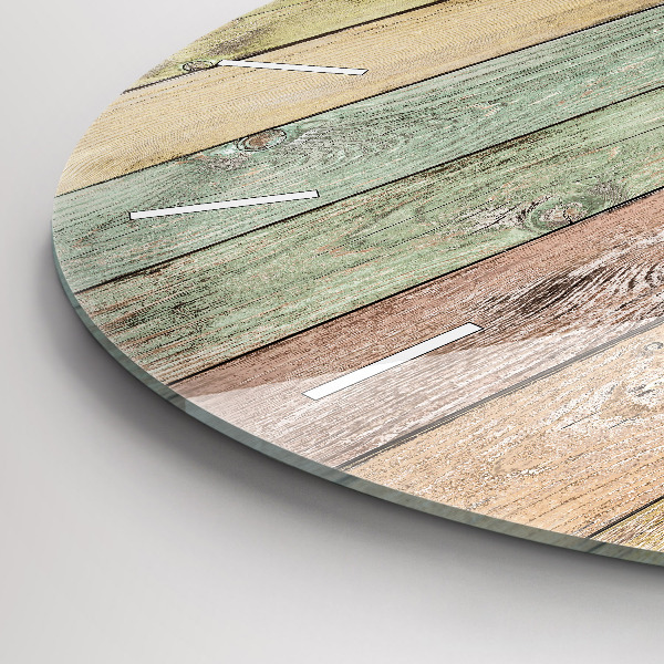 Round glass wall clock Colorful boards