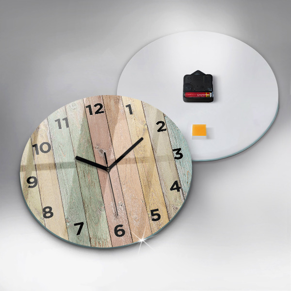Round glass wall clock Colorful boards