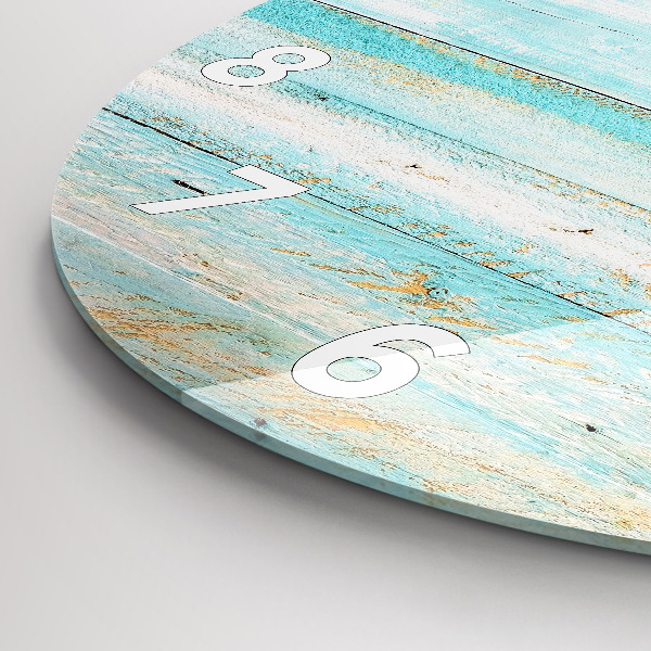 Round glass wall clock Blue boards